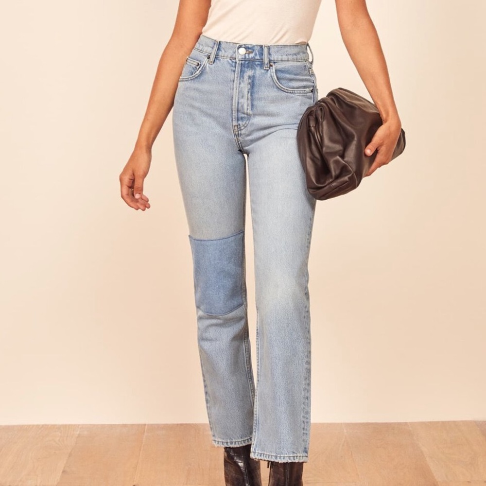 Reformation Cynthia patch jeans